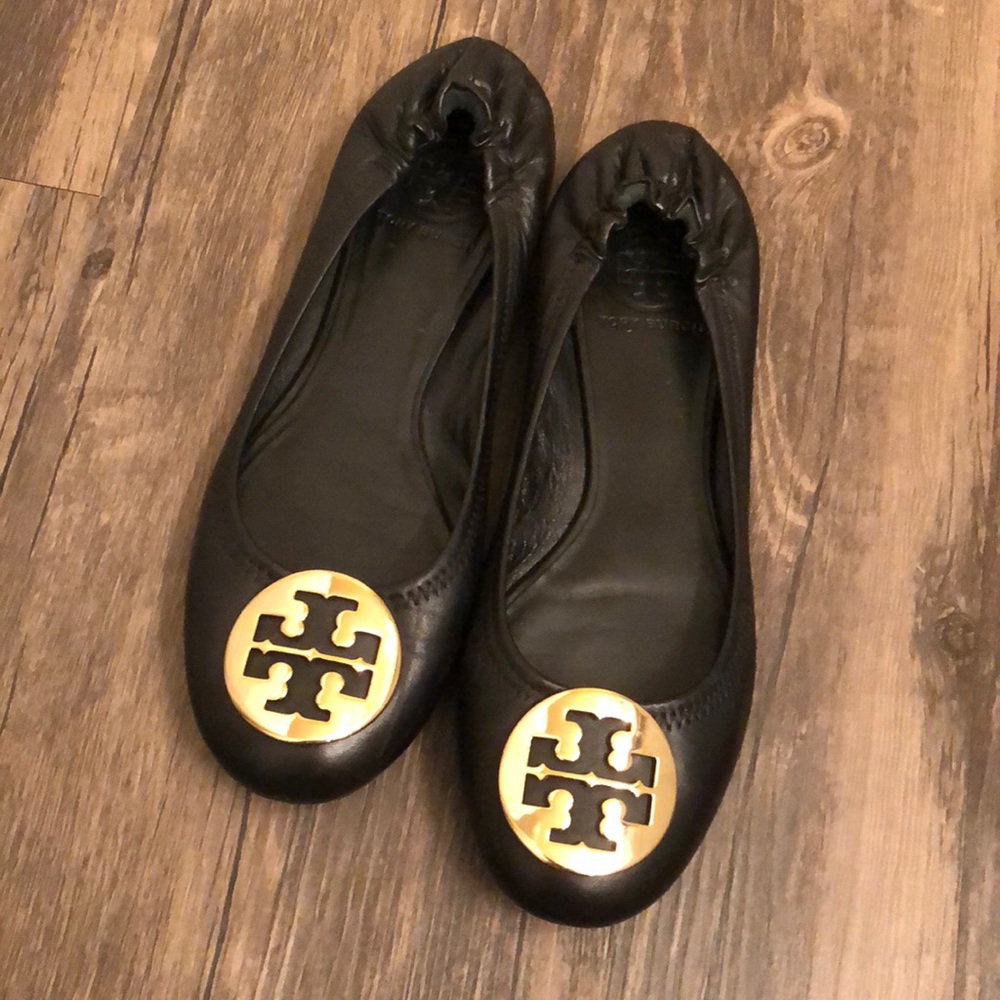 Tory Burch Black and Gold flats